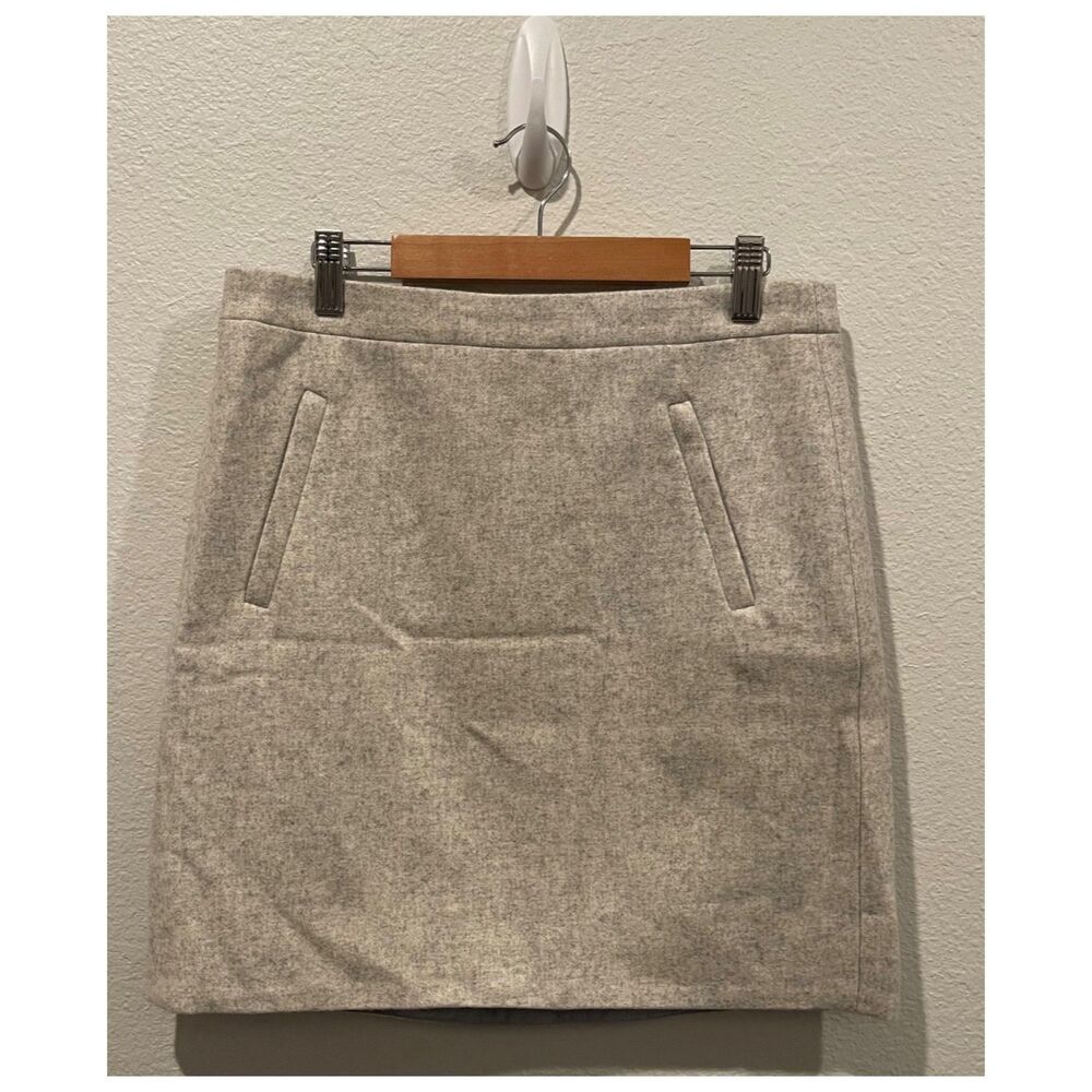 J.CREW Light Gray Marled Wool Blend Front Zip Pockets Mini Skirt